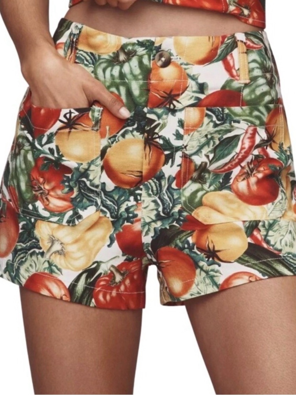 Maeve Colette High-Waist Tomato Vegetable Shorts - size 28